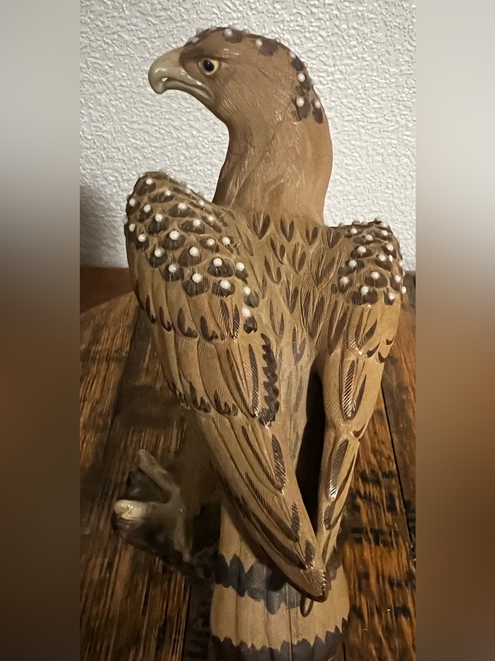 Vintage  Chinese Eagle Sculpture Zisha Purple Clay Pearl Glaze Hand Painted RARE - Picture 6 of 16
